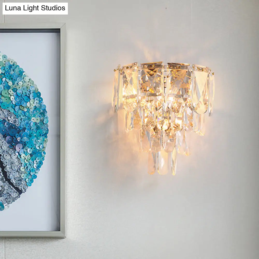 DecorBites™ Artistic Crystal Tiered Wall Lamp - Elegant Brass 3-Head Wall Light Fixture for Living Room