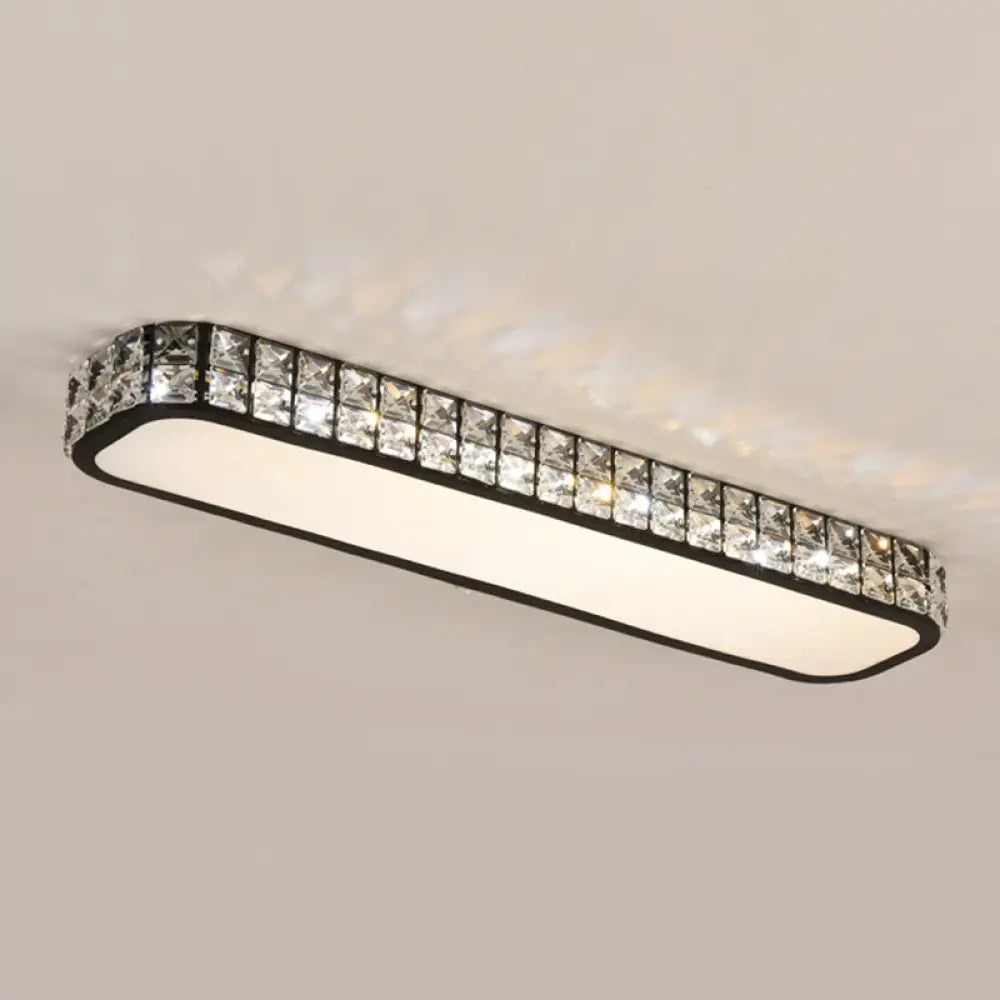 DecorBites™ DecorBites™ Artistic LED Crystal Flush Ceiling Light Fixture - Rounded Rectangle Corridor Flush Light