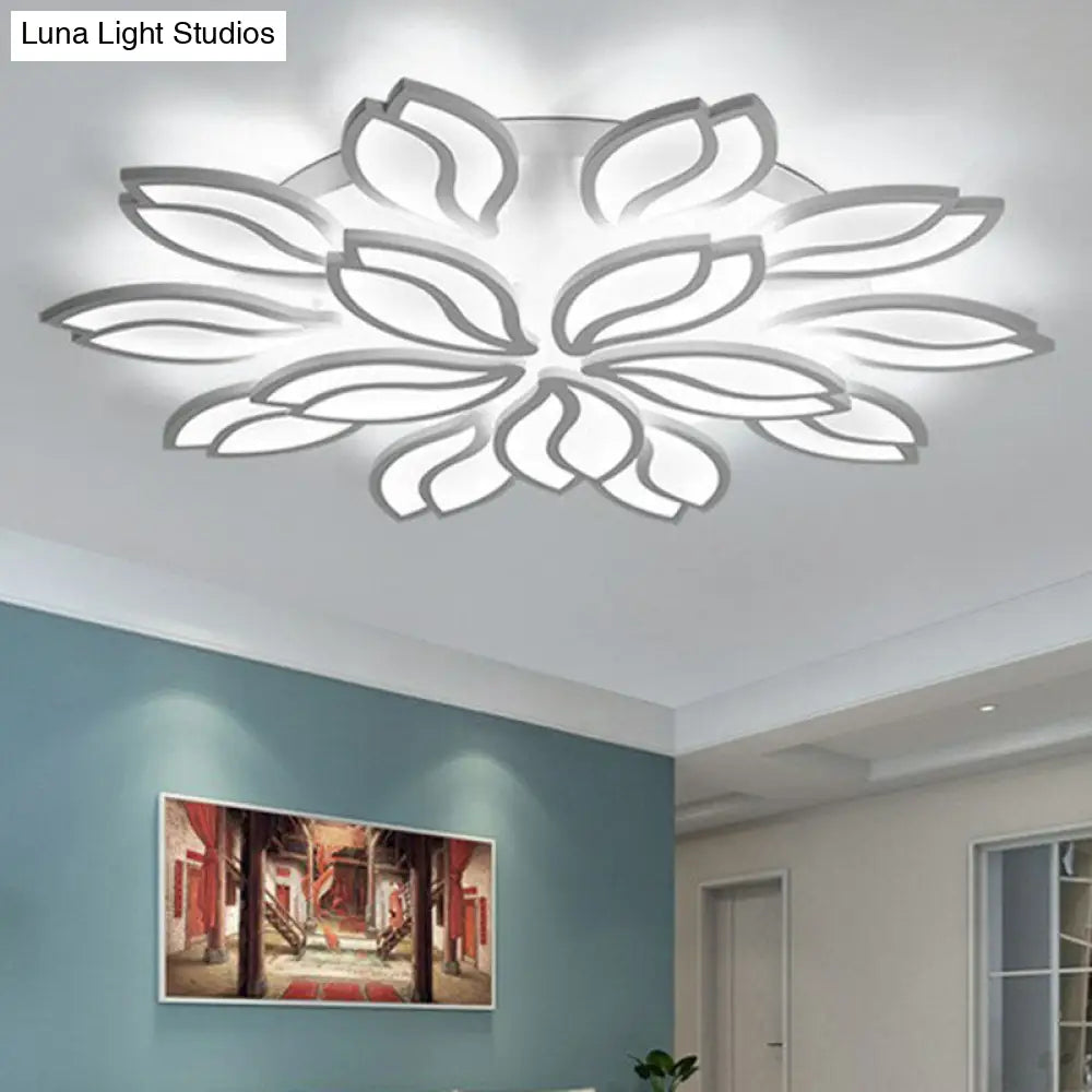 DecorBites™ DecorBites™ Artistic White LED Semi Flush Ceiling Light with Acrylic Leaf Design for Living Room
