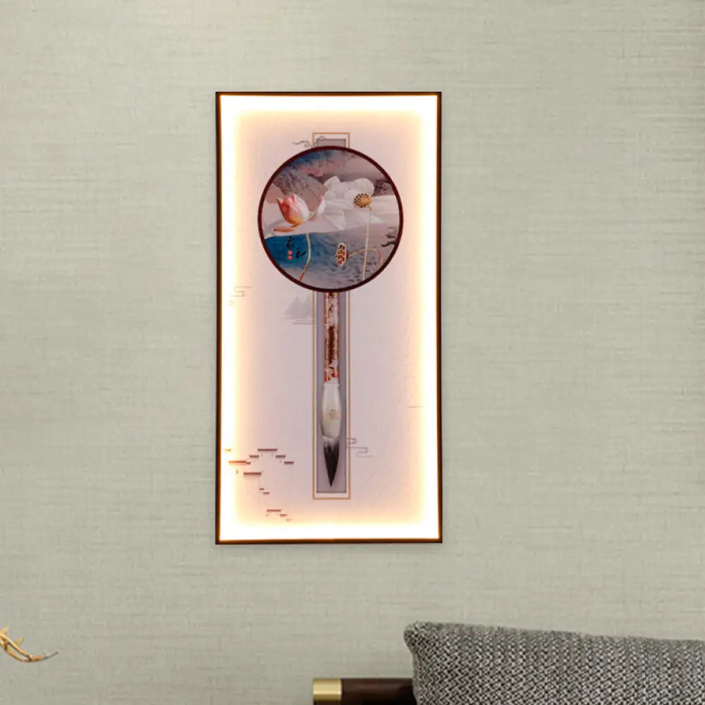 Aplique mural LED con forma de libélula/loto asiática: elegante iluminación de pared para comedor en color negro