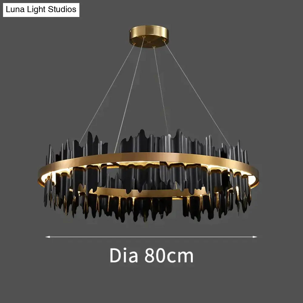 DecorBites™ Azalea - Modern Creative Black round LED Chandelier