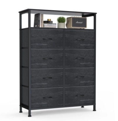 8-Drawer Fabric Dresser With Open Shelf, 45.9-inch Tall Storage Cabinet For Bedroom Closet Organization