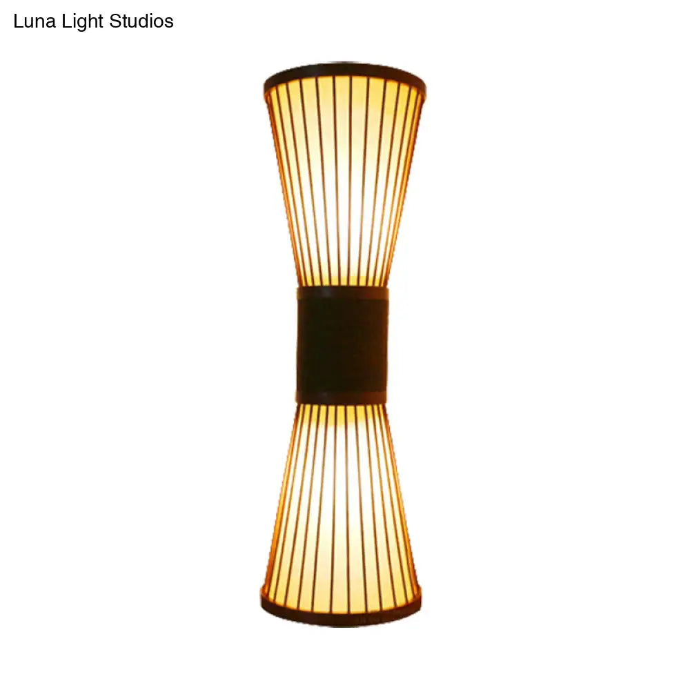 DecorBites™ DecorBites™ Bamboo Hourglass Sconce Light - Modern Wall Lighting Fixture with 2 Bulbs in Bronze for Living Room