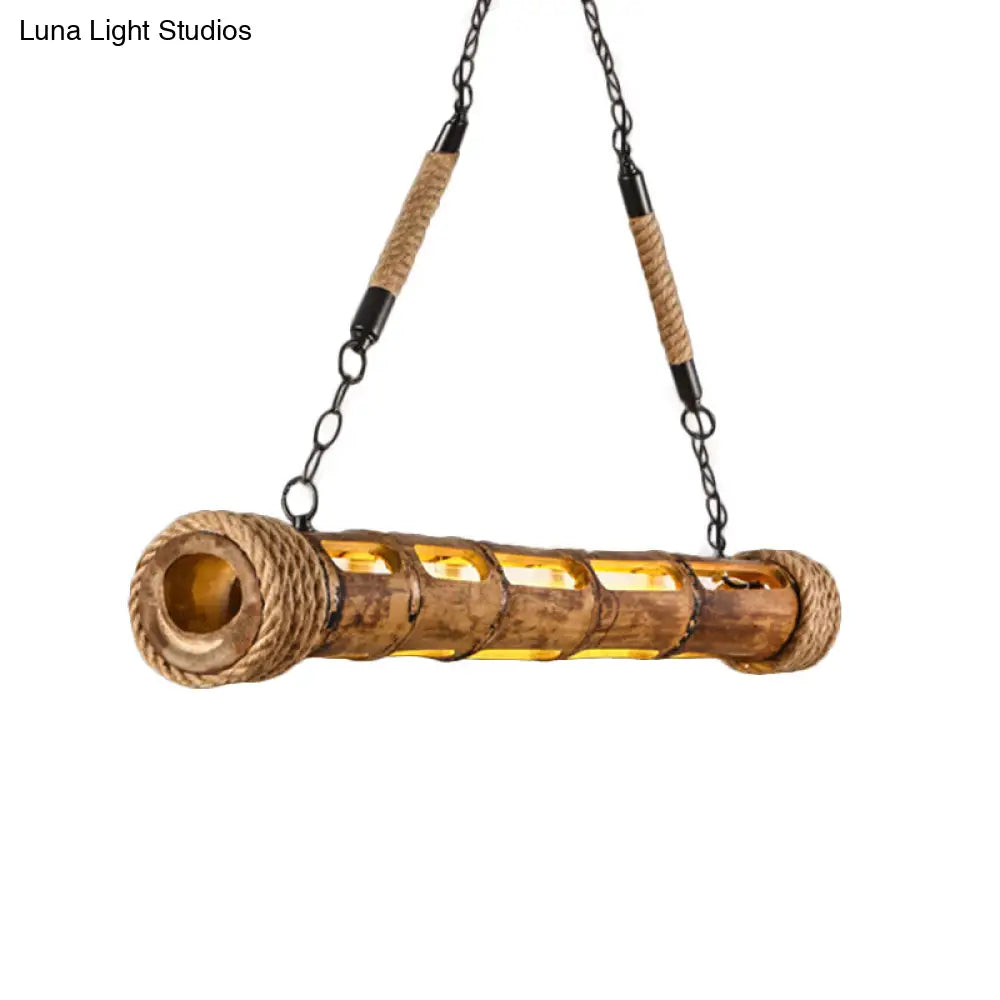 مصباح معلق خطي من الخيزران - مصباح معلق LED على شكل نزل للسقف للمطاعم