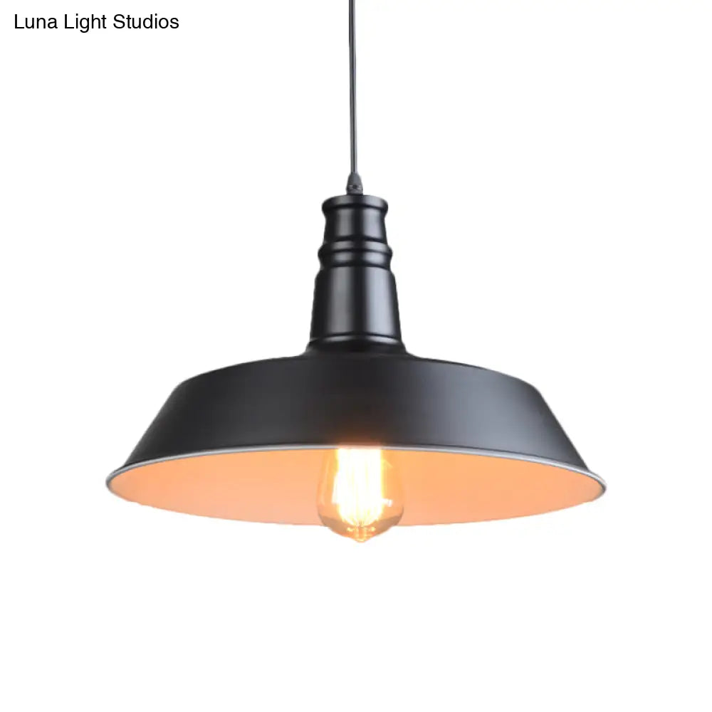 مصباح معلق للمطبخ من Barn Kitchen - قطر 10 بوصات/14 بوصة، مصباح معلق معدني على الطراز الصناعي برأس واحد باللون الأسود الأنيق
