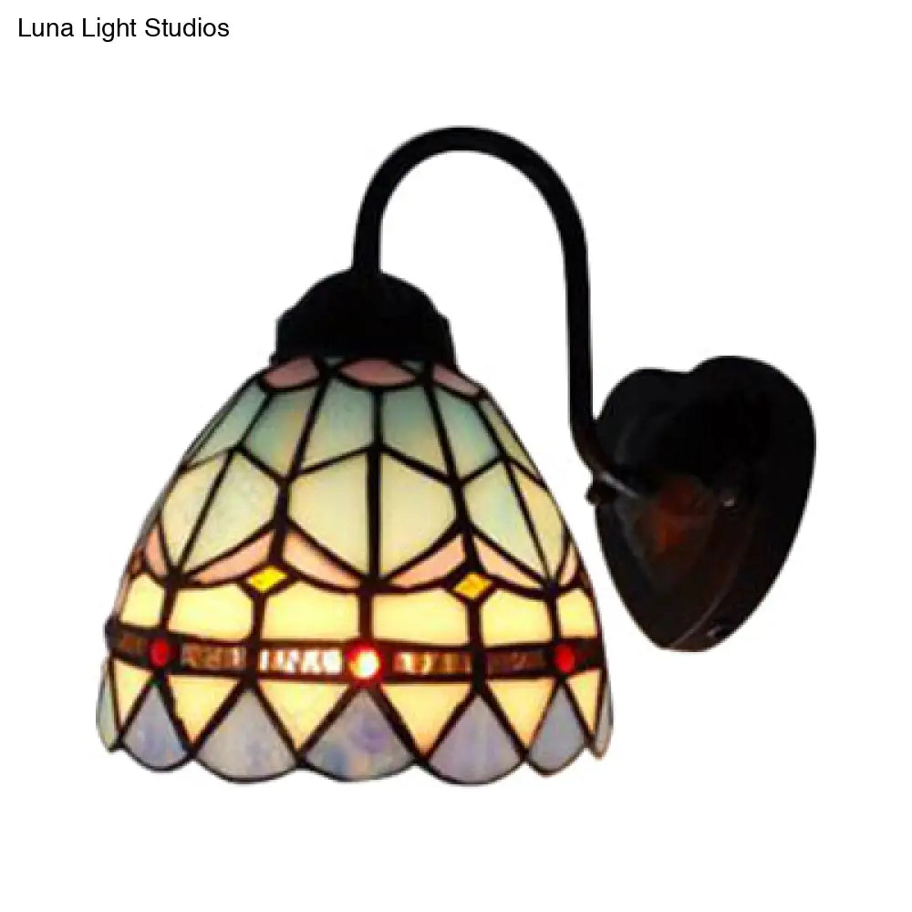 Aplique de pared barroco de cristal azul - Lámpara de pared negra para sala de estar