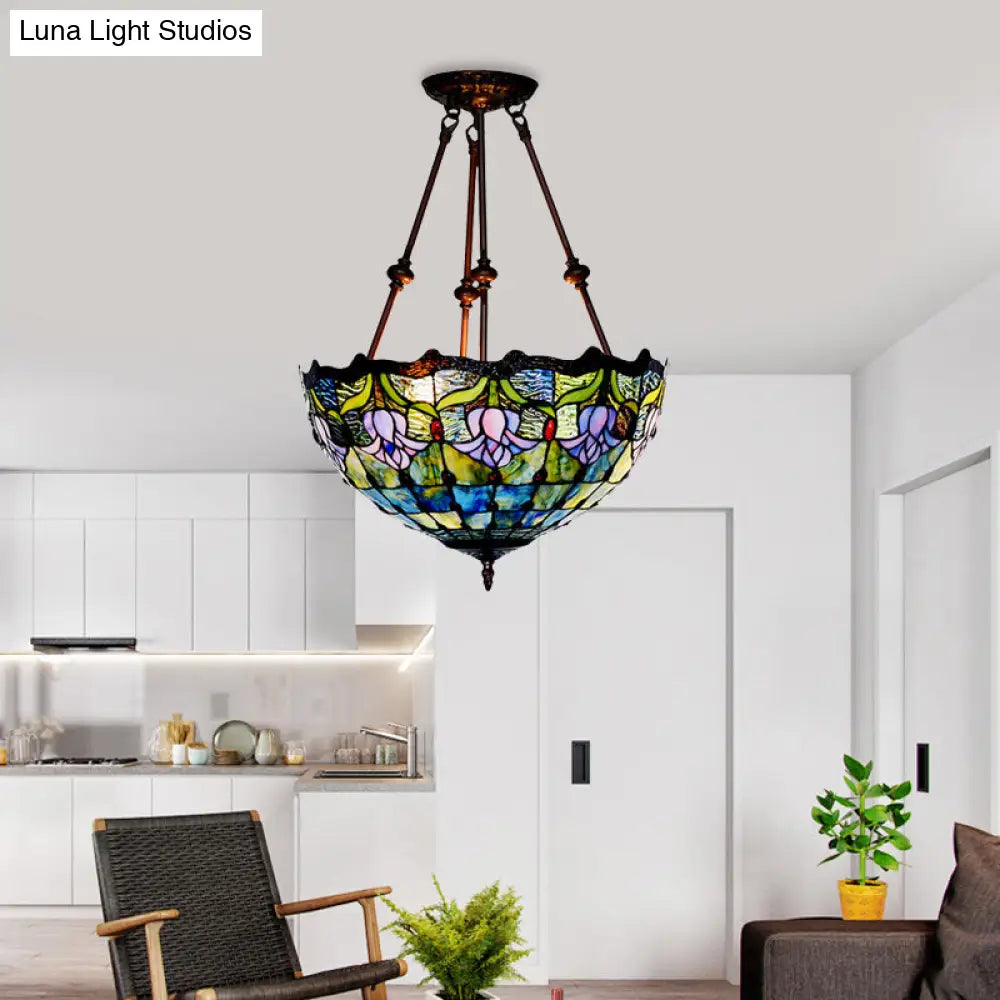 Lámpara de techo semiempotrada DecorBites™ DecorBites™ con forma de pétalo de cristal tallado barroco rojo/amarillo/azul: Lámpara de techo de bronce de 2 luces para sala de estar