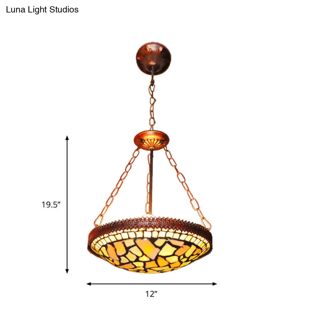 Lámpara colgante de techo estilo barroco rústico con forma de cúpula y cristal tallado a mano – Lámpara de techo de 2 luces