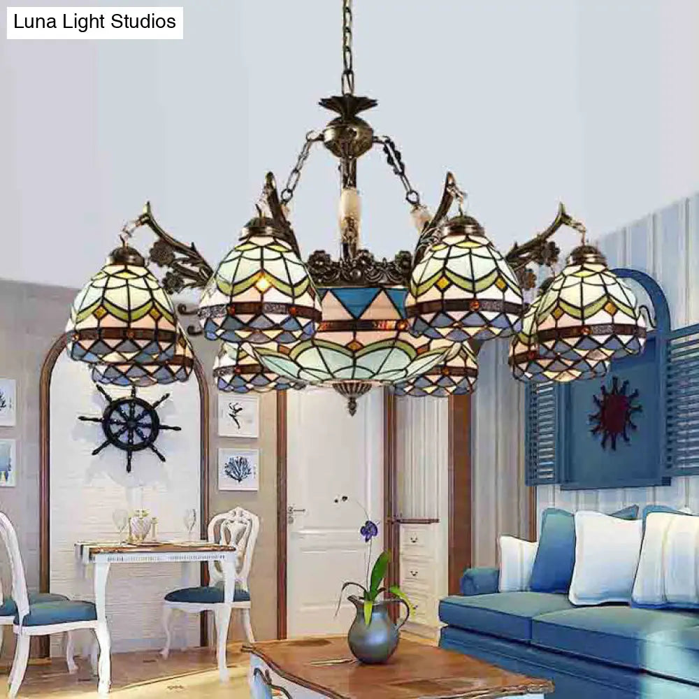Lámpara colgante de cristal barroco - 9/11 luces - Azul - Ideal para dormitorio