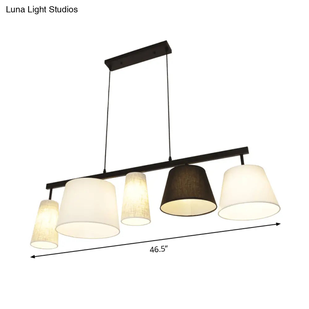 DecorBites™ Barrel Hanging Light Kit - 5-Head Fabric Island Light Fixture in Black and White