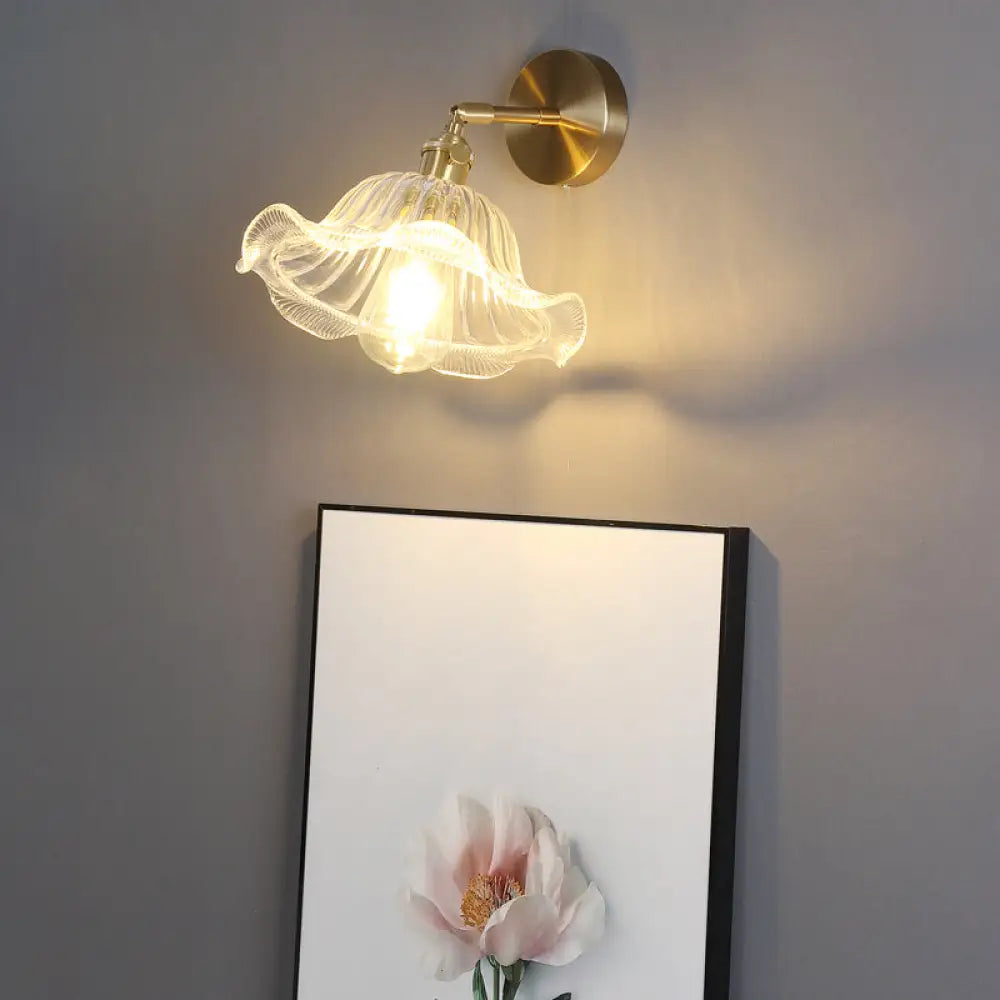 Bedside Wall Mount Clear Glass Industrial Light Fixture