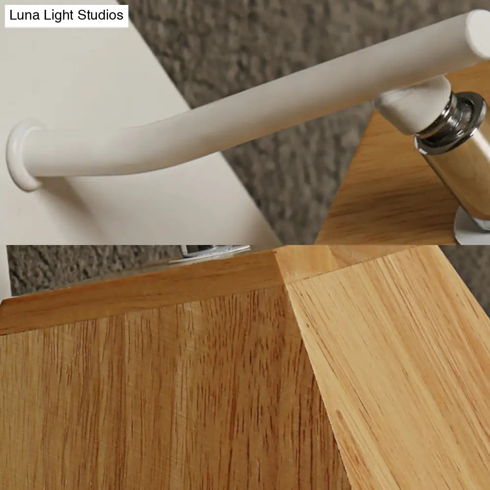 DecorBites™ Beige Trapezoid Shade Rotatable Wood Wall Sconce - Modern Balcony Bedroom Lamp