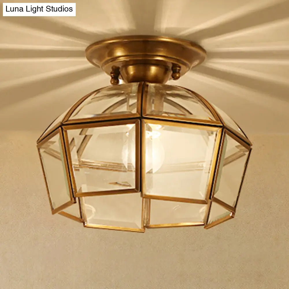 DecorBites™ Lámpara de techo empotrada de estilo colonial biselado - 1 bombilla, cristal transparente, latón