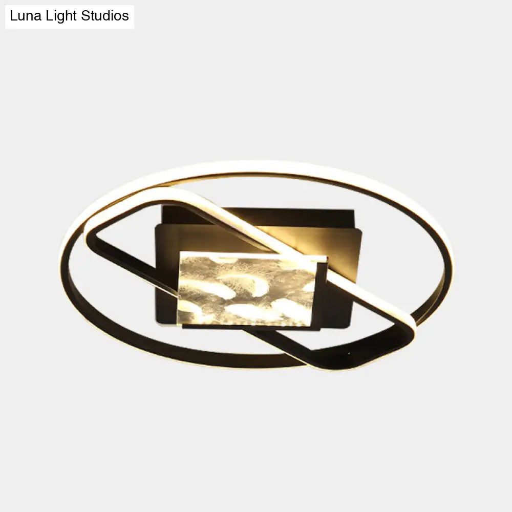 DecorBites™ DecorBites™ Black Acrylic LED Flushmount Ceiling Light with Modern Ring and Square Design