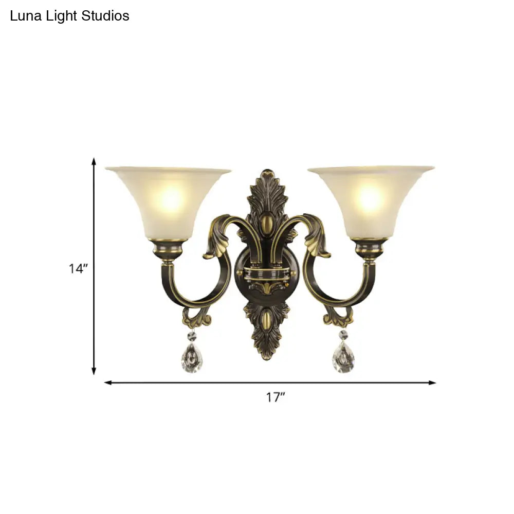 وحدة إضاءة حائط DecorBites™ بتصميم جرس على شكل قطرة مطر من الكريستال باللونين الأسود والذهبي مع حامل لمصباحين