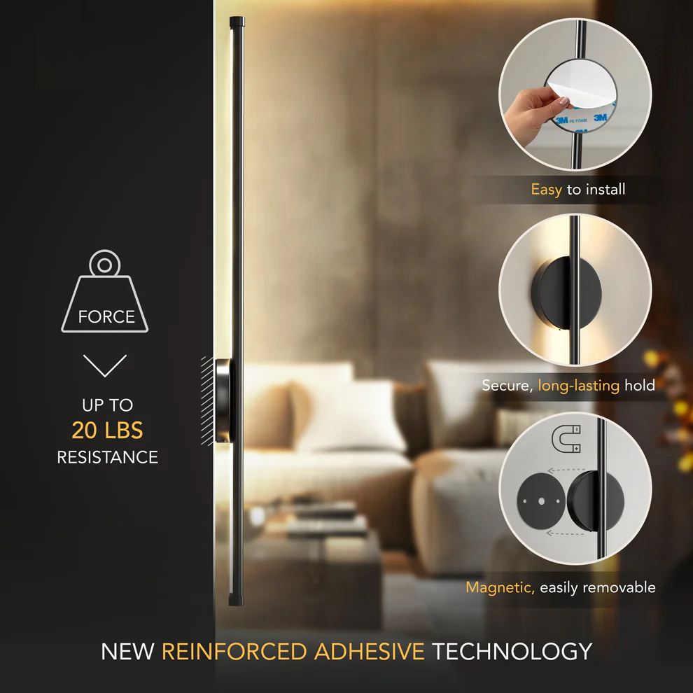 Adhesive magnetic light fixture.