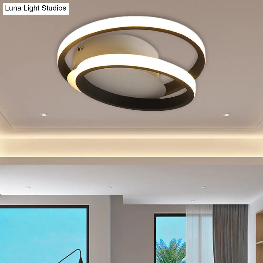 DecorBites™ DecorBites™ Black Double-Ring LED Flush Mount Light - Simple Acrylic Ceiling Lamp in White/Warm Light