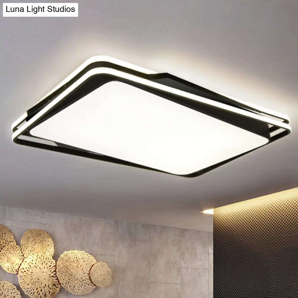 DecorBites™ DecorBites™ Black Geometrical Flush Mount Ceiling Lamp - Minimalist LED Metal Lighting in White/Warm Light, 23.5"/35.5" Wide