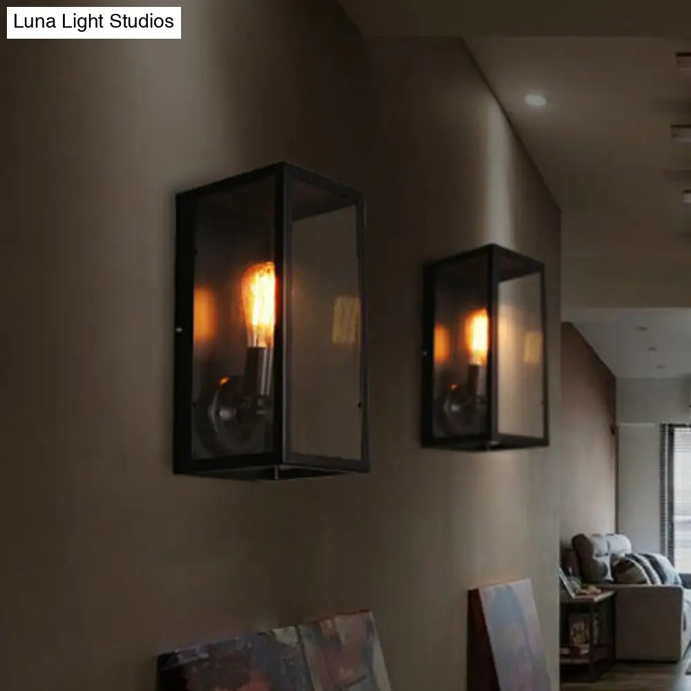 ديكوربايتس™ مصباح حائط مستطيل الشكل من الزجاج الأسود - وحدة إضاءة ممر سيمبليسيتي برأس واحد