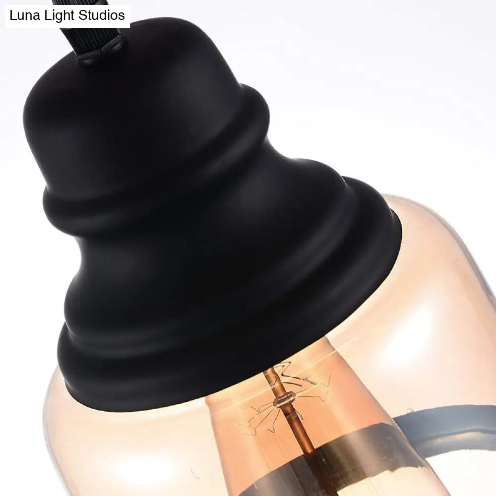 ديكوربايتس™ - إضاءة أسطوانية صناعية سوداء - مصباح معلق من الزجاج الشفاف لغرفة المعيشة