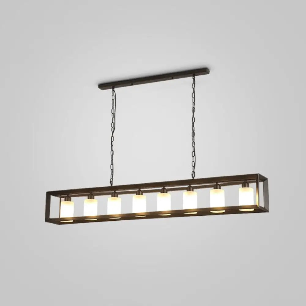 DecorBites™ Black Industrial Rectangular Island Pendant Metallic Ceiling Light Fixture