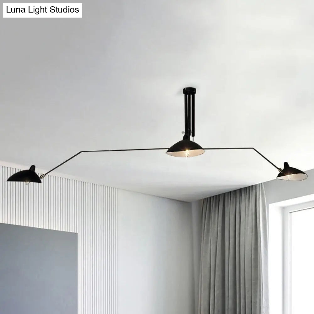 ثريا ديكوربايتس™ سوداء بتصميم صناعي شبه مُدمج - إضاءة مخروطية معدنية بثلاثة مصابيح