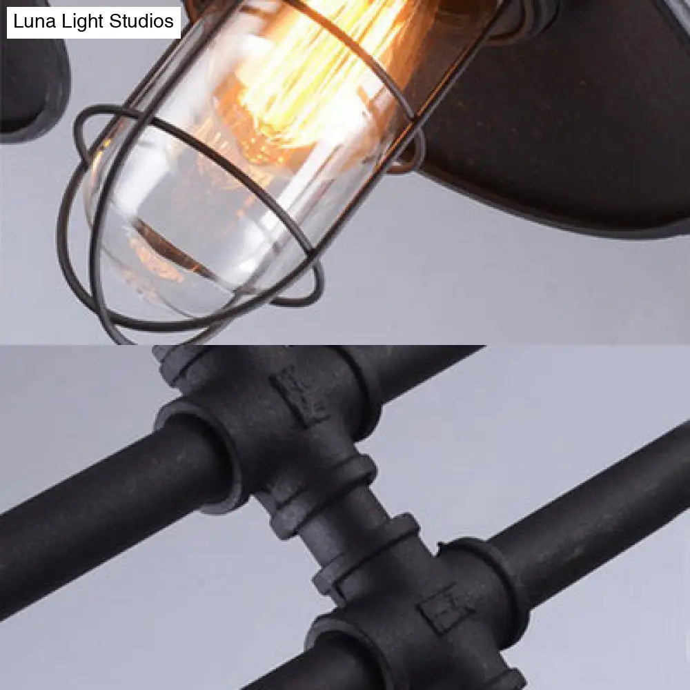 Lámpara colgante DecorBites™ de metal negro estilo isla náutica con pantalla acampanada y 2 luces - Perfecta para bares