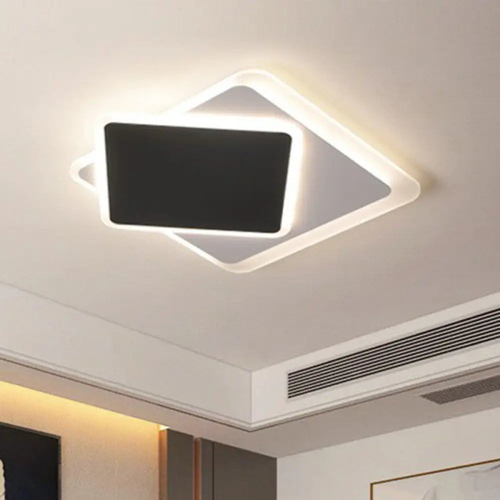 DecorBites™ DecorBites™ Black Metallic LED Flush Mount Ceiling Light - Contemporary Square Fixture