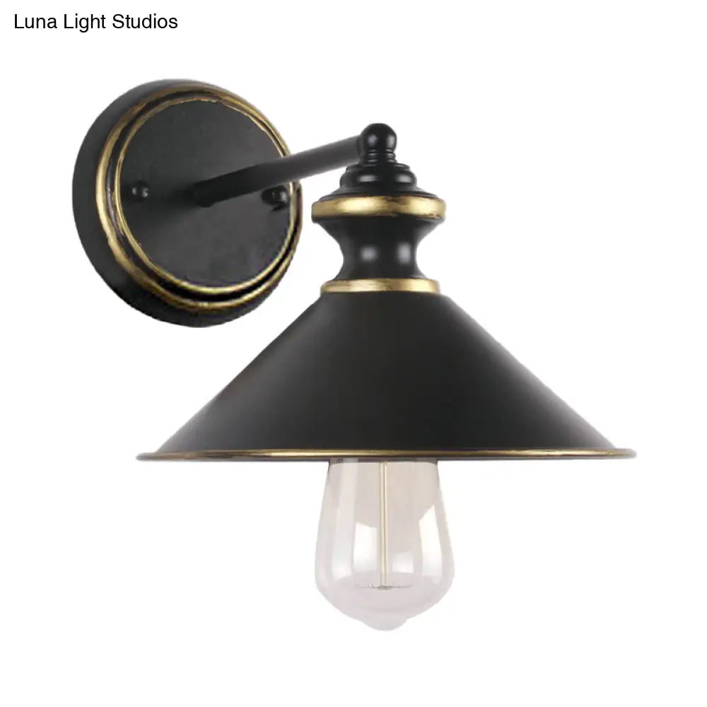 Black Metallic Wall Lamp: Industrial Style Sconce Lighting for Dining Room
