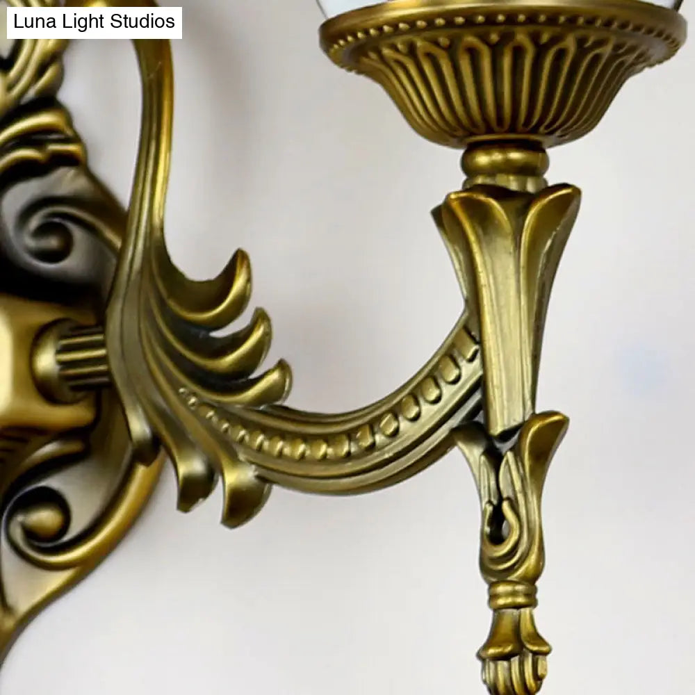 Blue Baroque Bowl Sconce: Stained Glass Wall Light for Bedroom