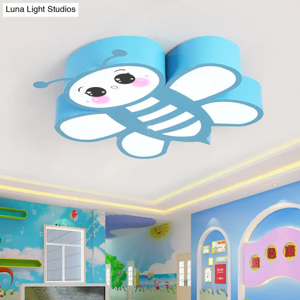 DecorBites™ DecorBites™ Blue Flush Mount Bee Metal LED Ceiling Light - Fun Addition for Game Rooms & Kindergartens