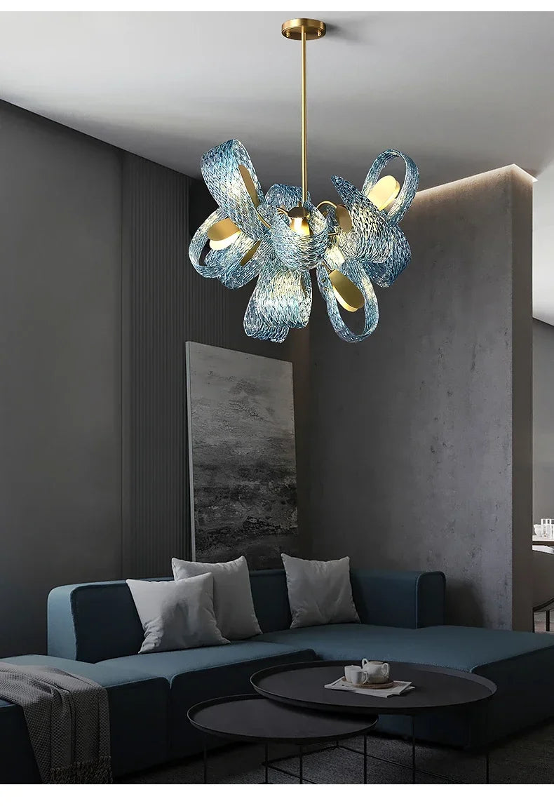 Blue Glass LED Pendant Lamps - Modern Designer Lighting - Chandelier