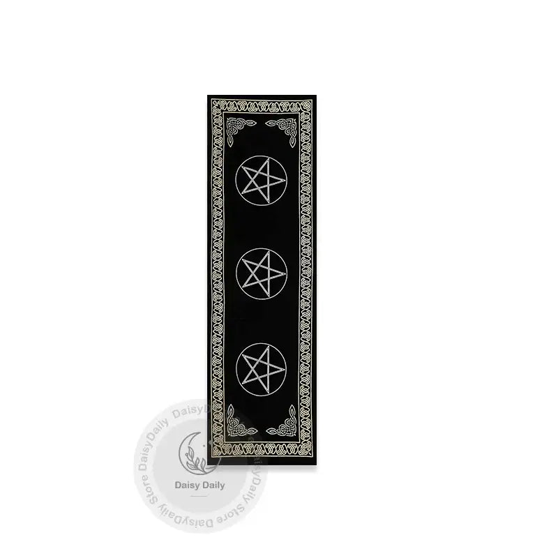 Black rectangular bookmark with three silver pentagrams and ornate gold border for indian three pentagram decorbites decor