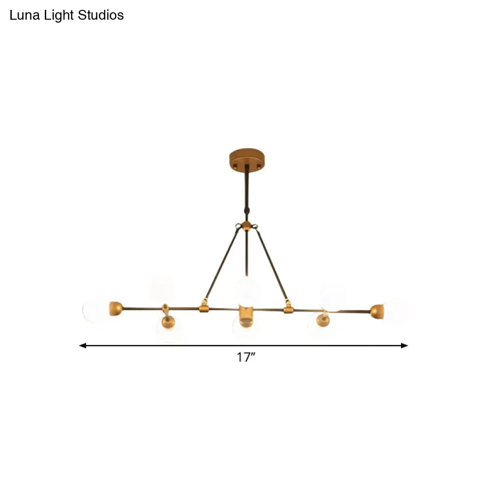 DecorBites™ Brass Finish Island Light with Orb Shade - 8-Light Metal Hanging Lamp for Dining Room