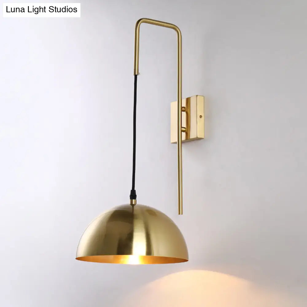 DecorBites™ Brass Modernist Dome Sconce - Stylish 1-Bulb Wall Mounted Light Fixture for Bedroom