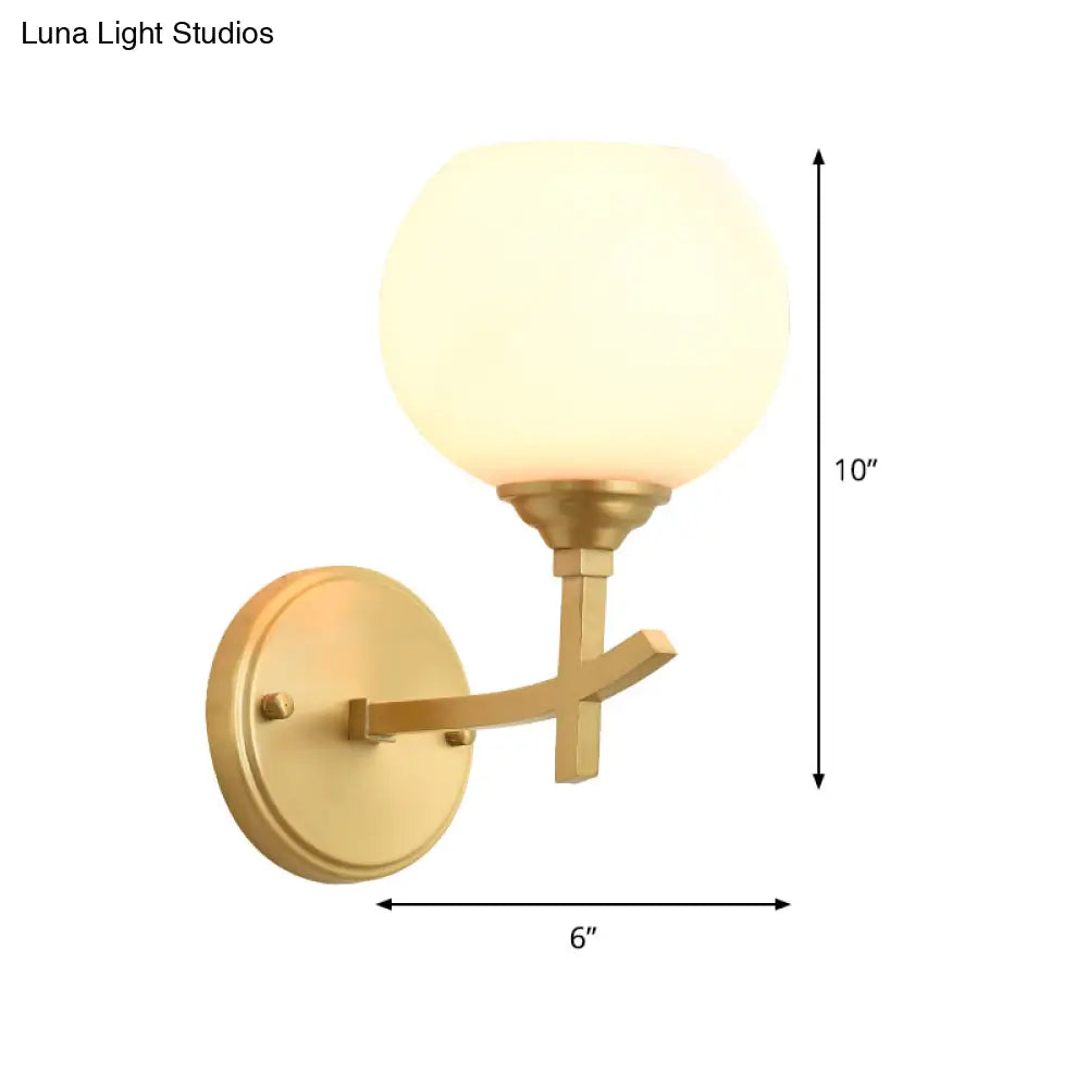 DecorBites™ Brass Wall Mounted Armed Sconce Light with Opal Glass Shade - Modern Metal Lamp