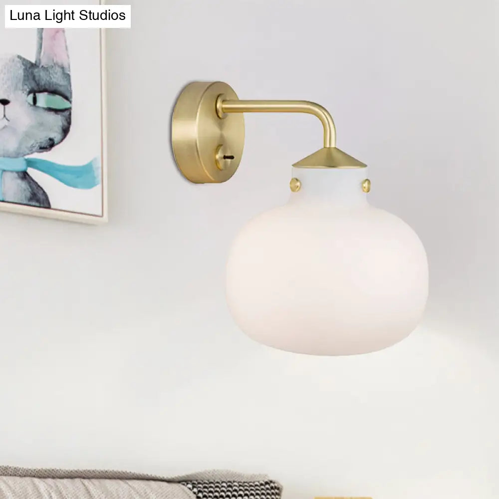 DecorBites™ Brass Wall Sconce with Oblong Milk White Glass Shade - Modern Balcony Light