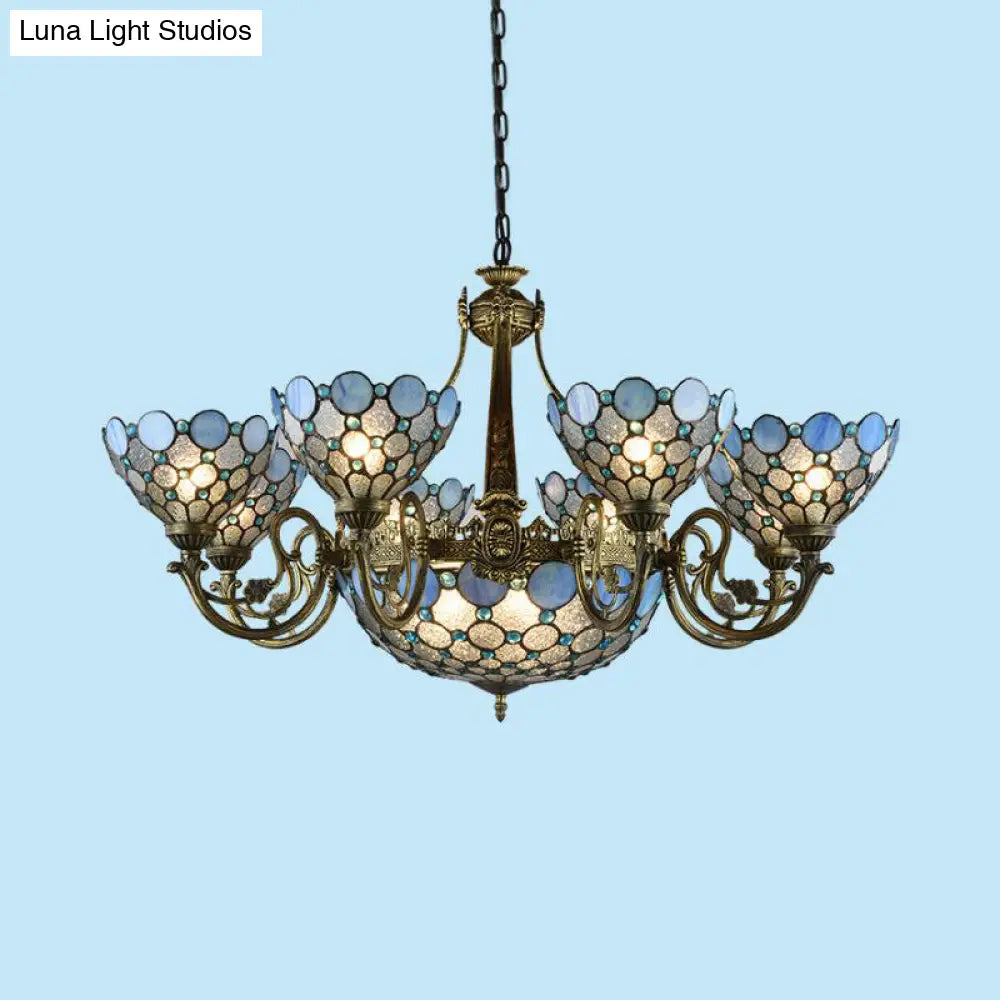 Lámpara de araña de bronce con cuentas - Estilo antiguo, 3/8/11 luces, kit colgante de cristal tallado para sala de estar