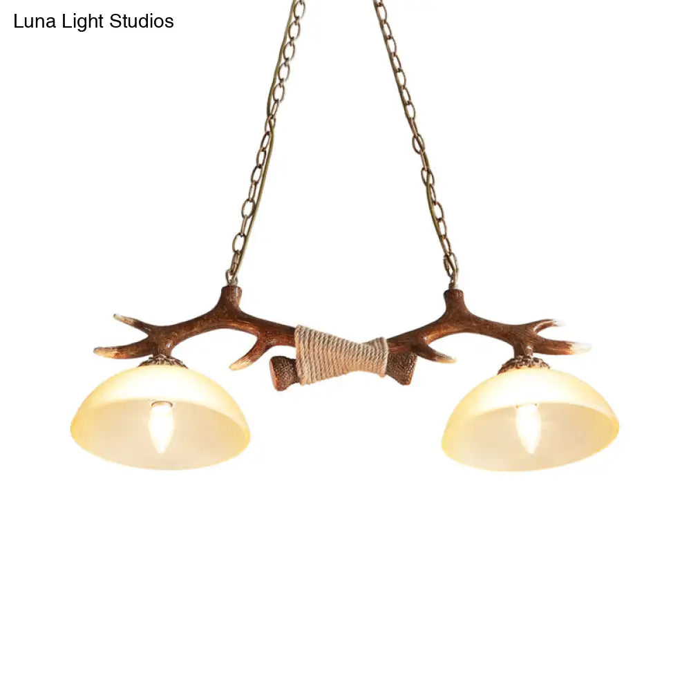 DecorBites™ Brown Glass Island Lamp - 2-Bulb Suspension Light for Restaurants with Traditional Design