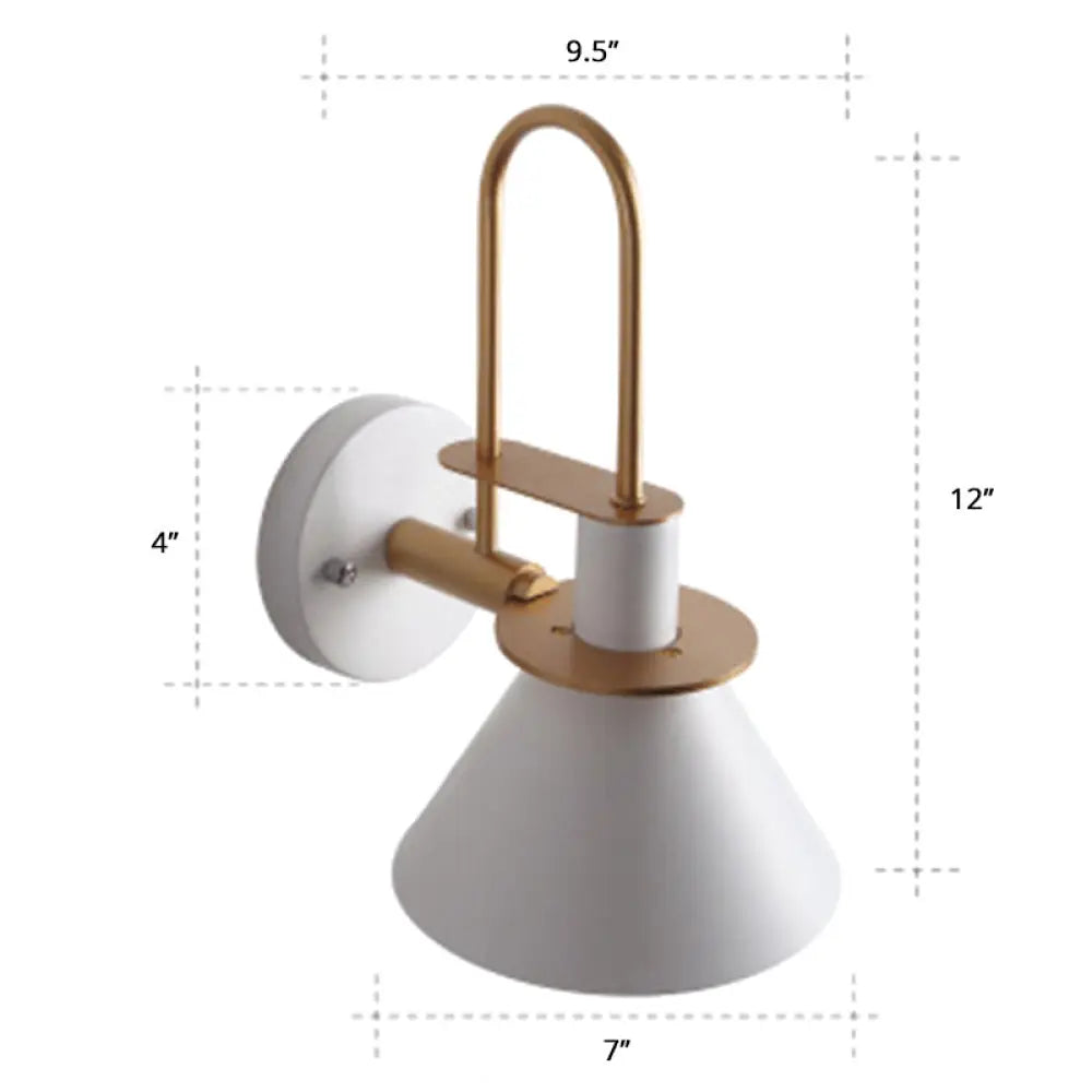Bugle-Shaped Macaron Wall Light with Metal Shade for Bedroom