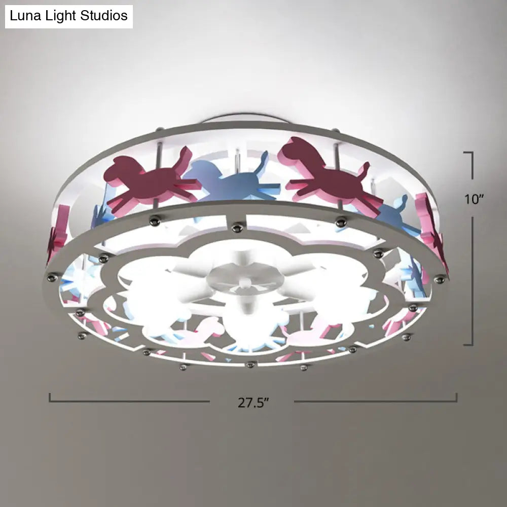 DecorBites™ DecorBites™ Cartoon Metal Drum Shaped 6-Light Kids Room Ceiling Lamp in White