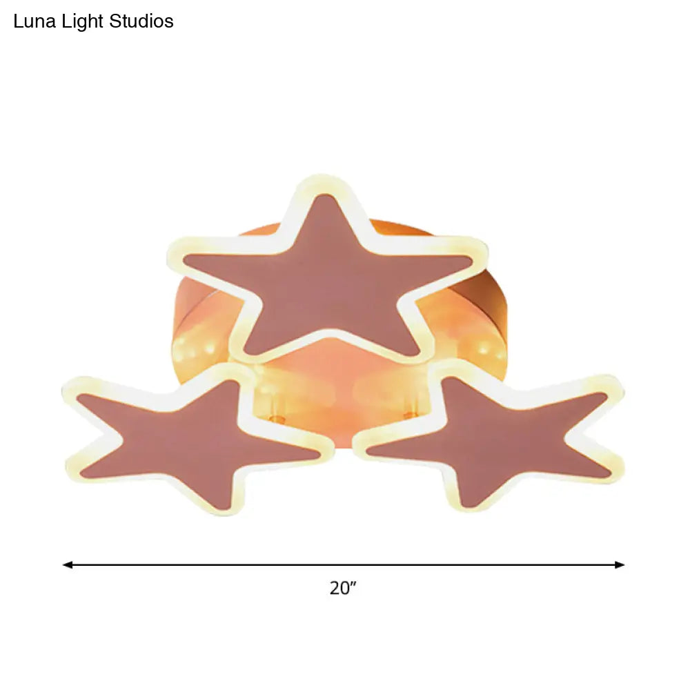 Lámpara de techo DecorBites™ DecorBites™ con forma de estrella LED rosa de dibujos animados - Montaje empotrado en acrílico para iluminación de dormitorio