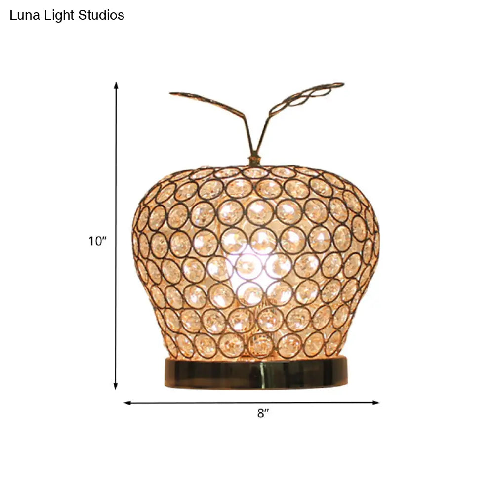 Caterina - Modern Crystal Apple Night Stand Lamp Modern Creative 1-Light Hotel Table Lighting in Silver