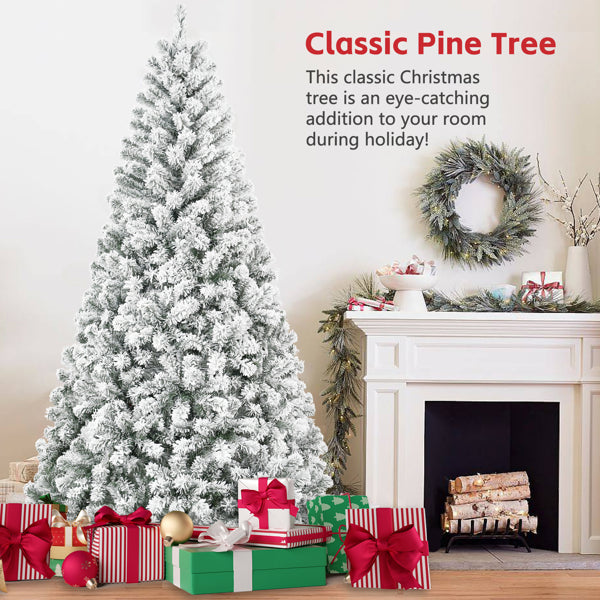 4FT Flocked Christmas Tree – Snowy PVC Artificial Holiday Tree With 233 Tips, Compact Full Shape, Sturdy Metal Stand, Christmas Tree For Home, Office, Or Apartment Decoration