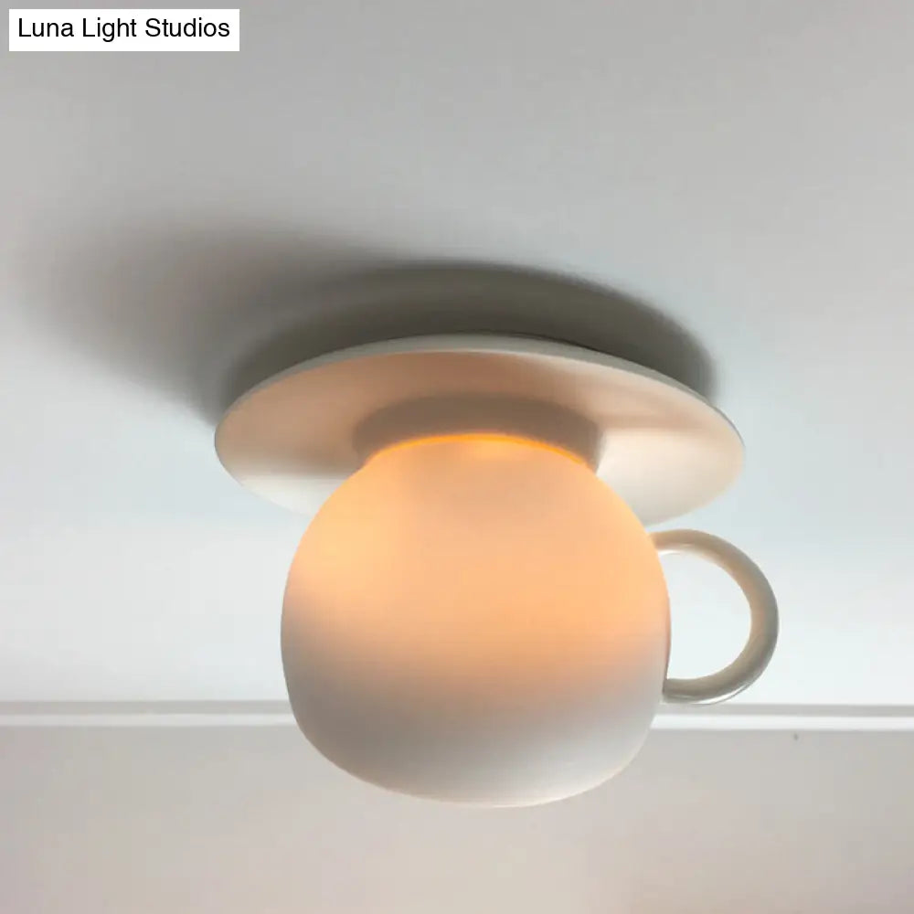 Lámpara de techo empotrada DecorBites™ con forma de taza de café de cerámica - Luz LED giratoria en blanco/gris/azul