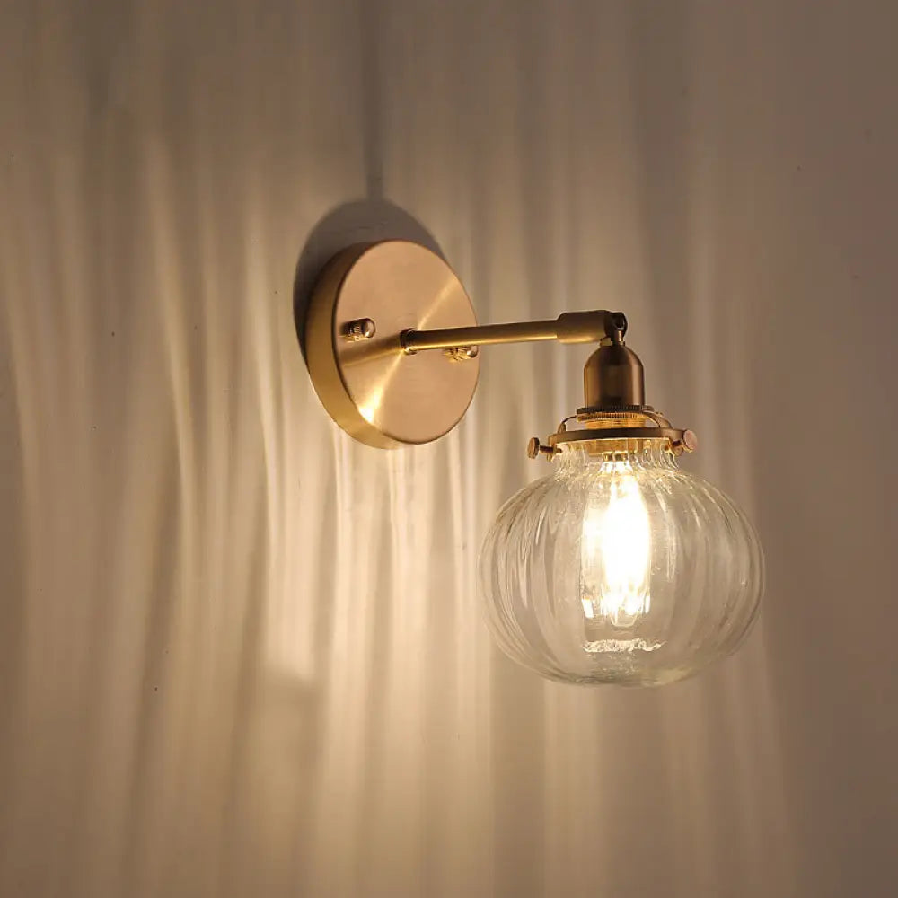 DecorBites™ Champagne/Clear Prismatic Glass Single Sconce Gold Wall Light - Minimalist Globe Design
