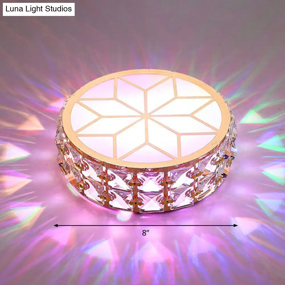 DecorBites™ Champagne LED Crystal Embedded Round Ceiling Light - Simple Style Flush Mount for Passageway