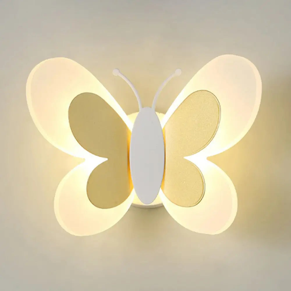 Children's Bedroom Butterfly Wall Mounted LED Lamp - Decorative Acrylic Sconce Light