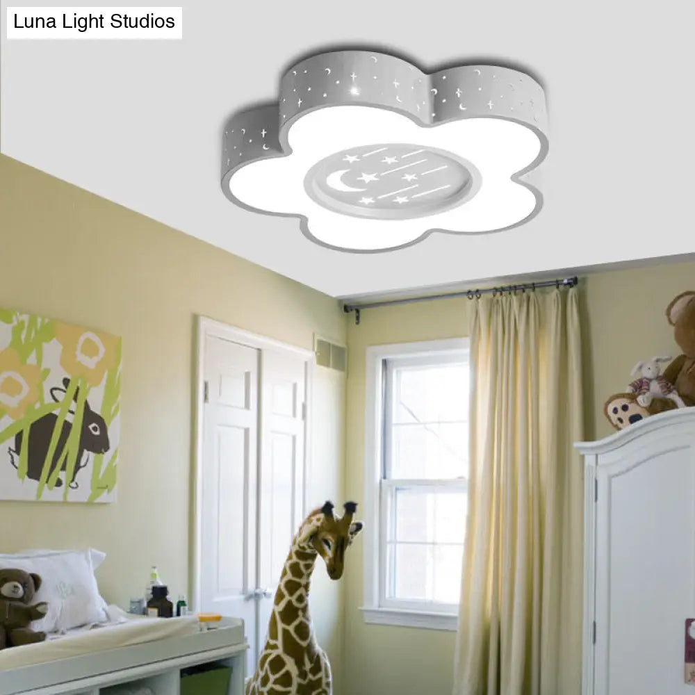 DecorBites™ DecorBites™ Children's Hollow Flower LED Ceiling Mount Light with Moon and Star Cartoon Design