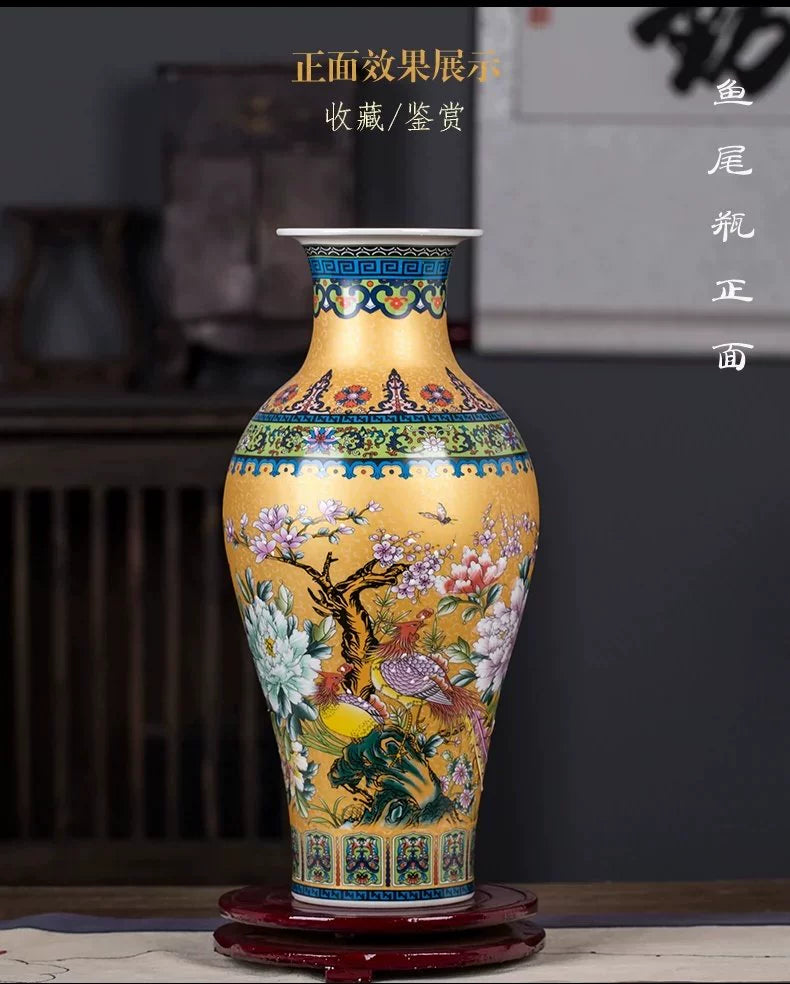 Chinese Style Enamel Colored Vase Decoration - A - Vase